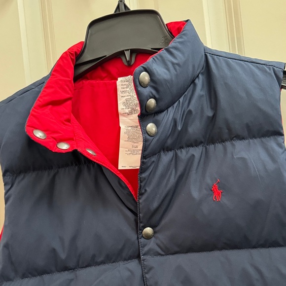 Polo Ralph Lauren Goose Down Interchangeable Navy Blue and Red Vest - Big Kids - Picture 5 of 12